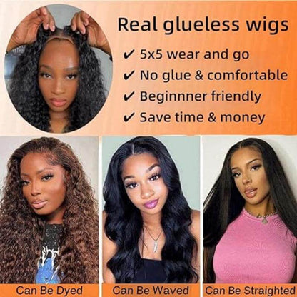 12inch 5x5 Wear and Go Curly Wigs