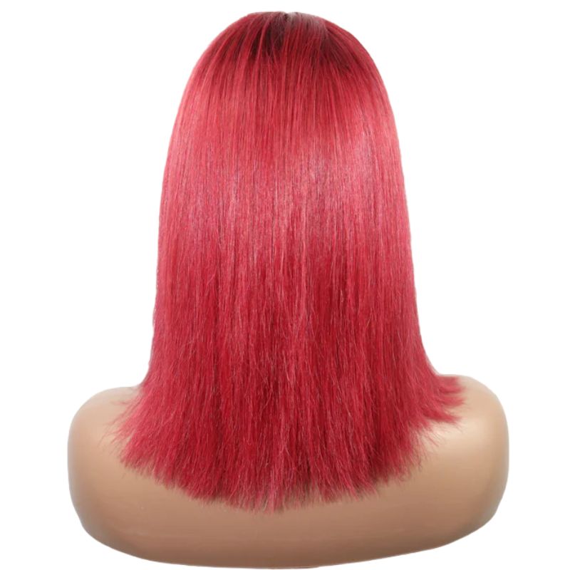 13X4 Straight Red Bob Wig Human Hair