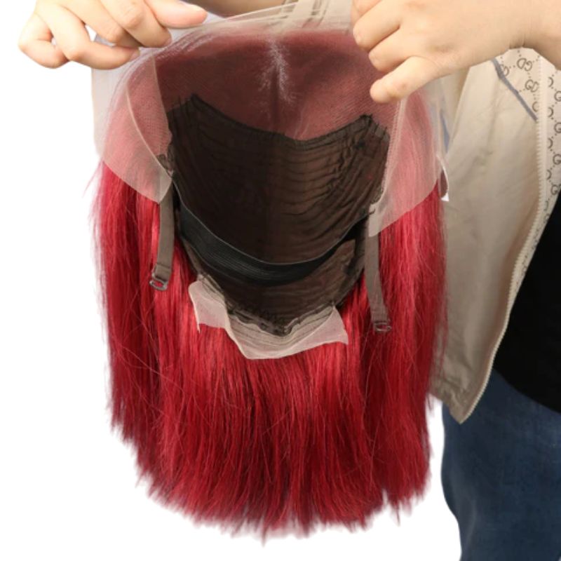 13X4 Straight Red Bob Wig Human Hair
