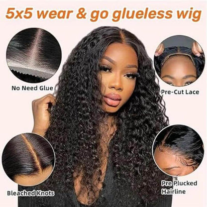 14inch 5x5 Glueless Curly Lace Closure Wigs