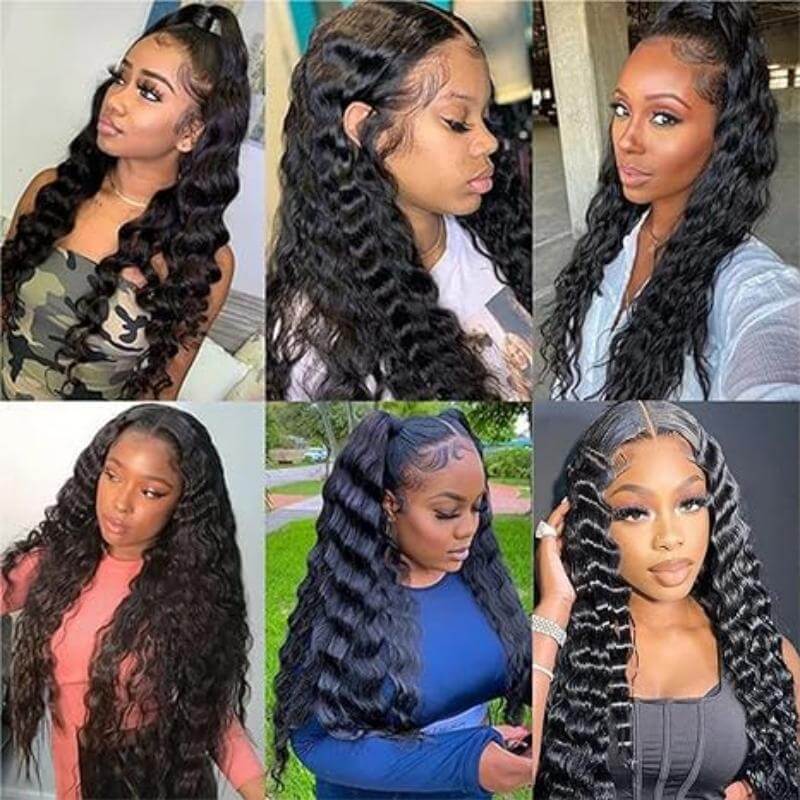 16inch 5x5 Loose Deep Wave Glueless Lace Closure Wigs