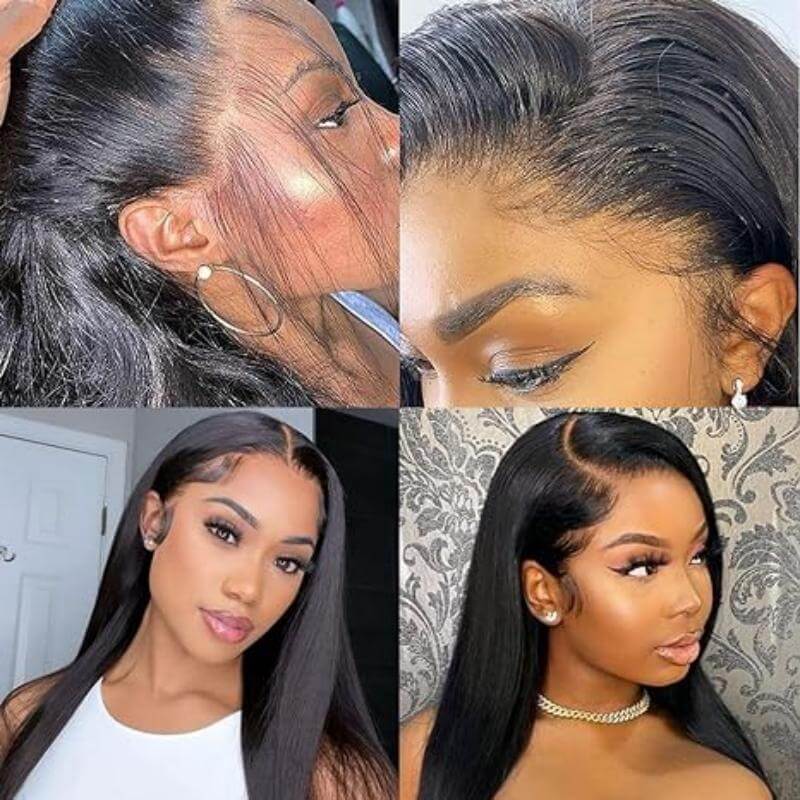 16inch Density 200 5x5 straight Glueless Lace Closure Wigs