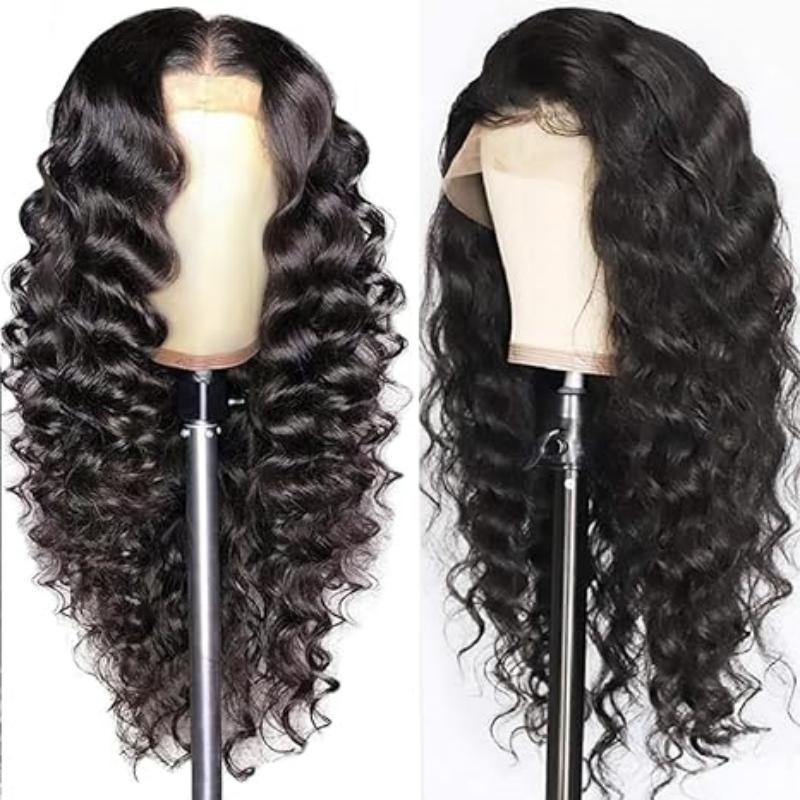 20inch 5x5 natural color glueless loose deep wave wig