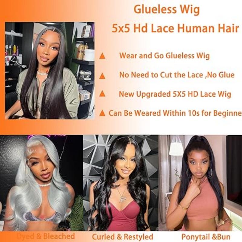 30inch 5x5 straight human hair glueless wigs