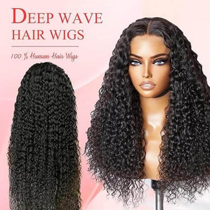 34inch 5x5 deep wave glueless wig