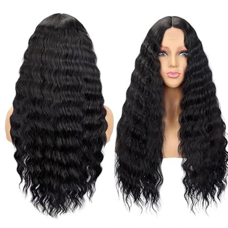 34inch 5x5 natural black loose deep wave wig