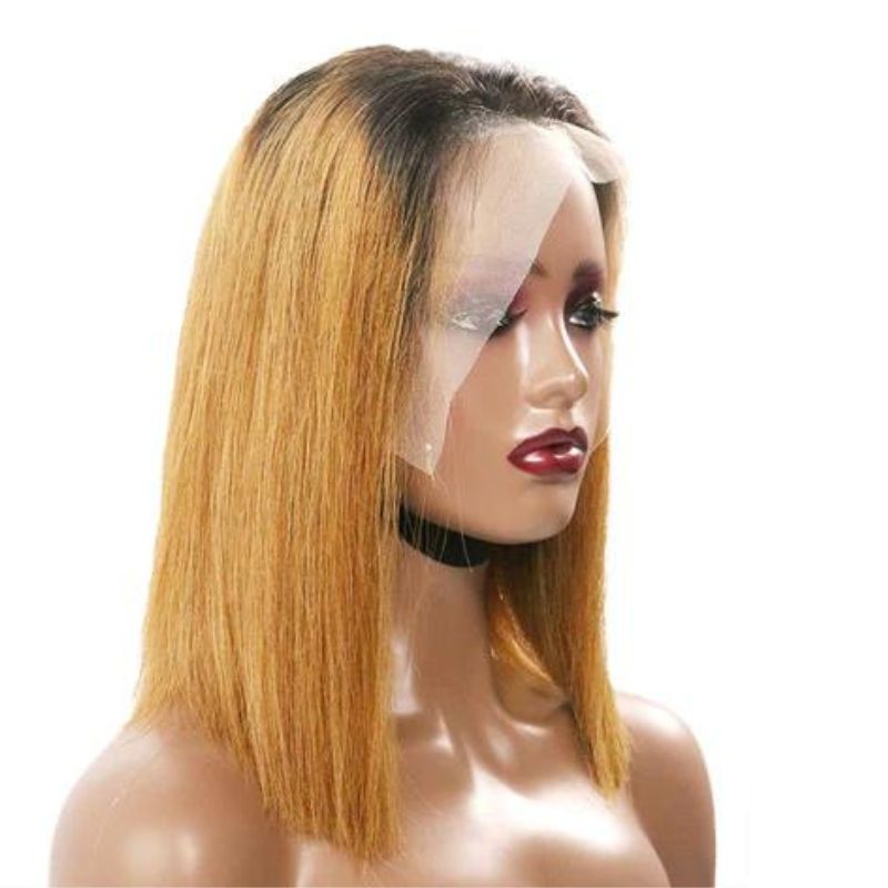 Yellow Bob Hair Wigs Straight 13x4 Lace Front Wigs 100% Human Virgin Hair Wigs