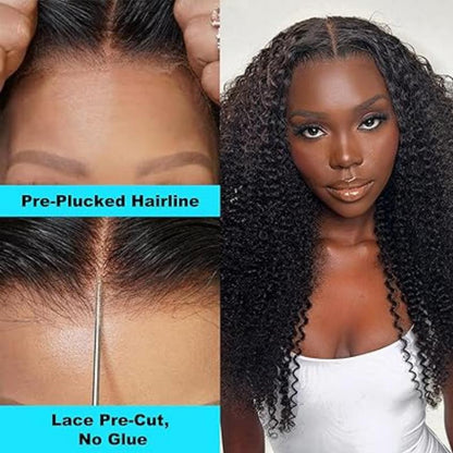 24 Inch Wear and Go Glueless Wigs Human Hair Pre Plucked Pre Cut for beginners 13x4 ear to ear Kinky curly Lace Front Wigs Human Hair for Women 200% Density Lace Frontal Wig Human Hair with Baby Hair
