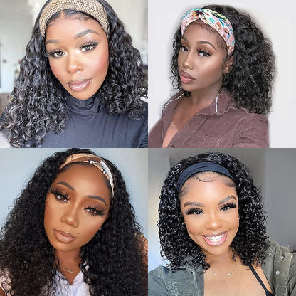 Curly Headband Wig Glueless Non Lace Front Wigs
