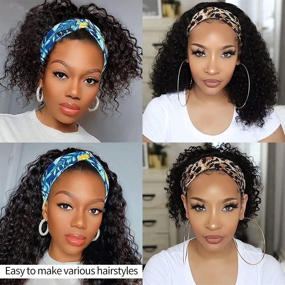 Curly Headband Wig Glueless Non Lace Front Wigs