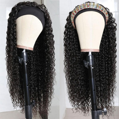 Curly Headband Wigs Human Hair Half Wigs