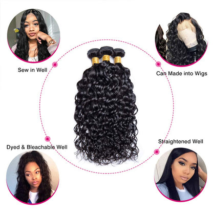 Brazilian Water Wave Bundles 12A Wet and Wavy Remy Curly Human Hair