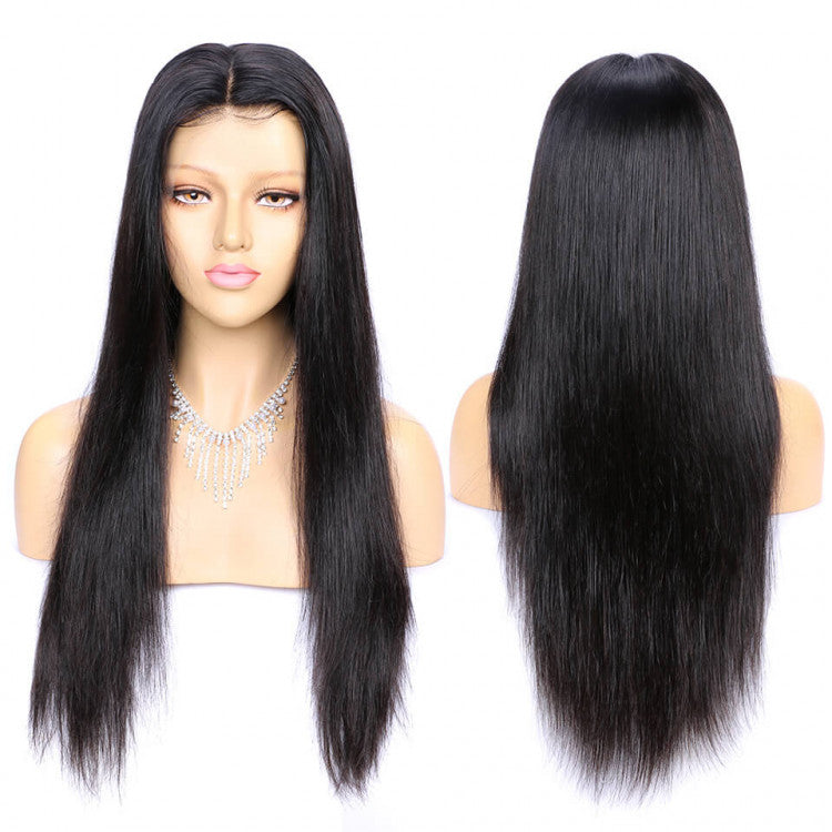 Full Lace Human Hair Wig Pre Plucked Natural Color