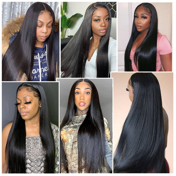 Lace Front Wig 200% Density Cuticle Aligned Human Straight  Hair