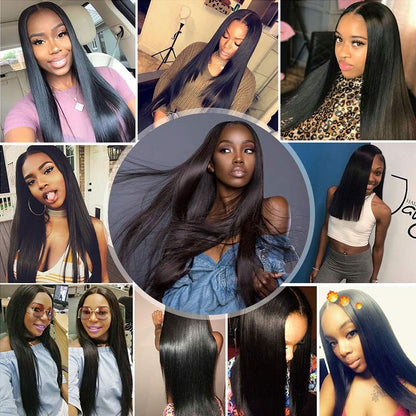 Natural Straight Hd Lace Frontal Wigs 12A Remy Virgin Human Hair